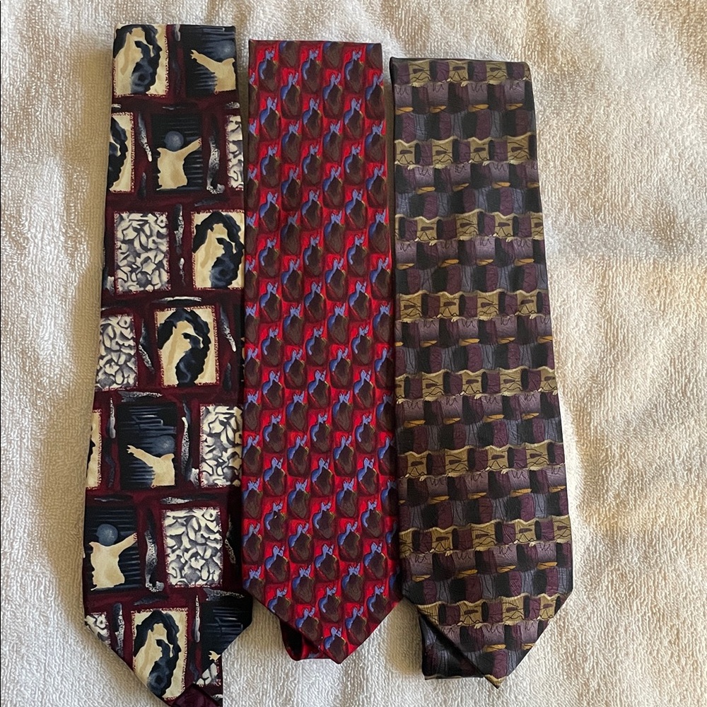 J. Garcia Men's Tie Trio - Black, Red, Brown